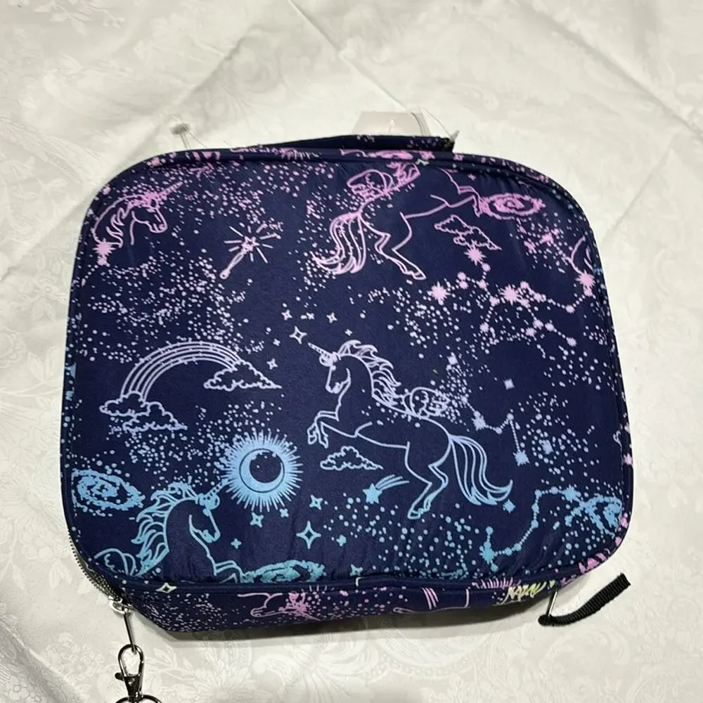 Love2Design Unicorn Print Kids Lunch Bag navy w/ombre print yellow teal pink nwt
